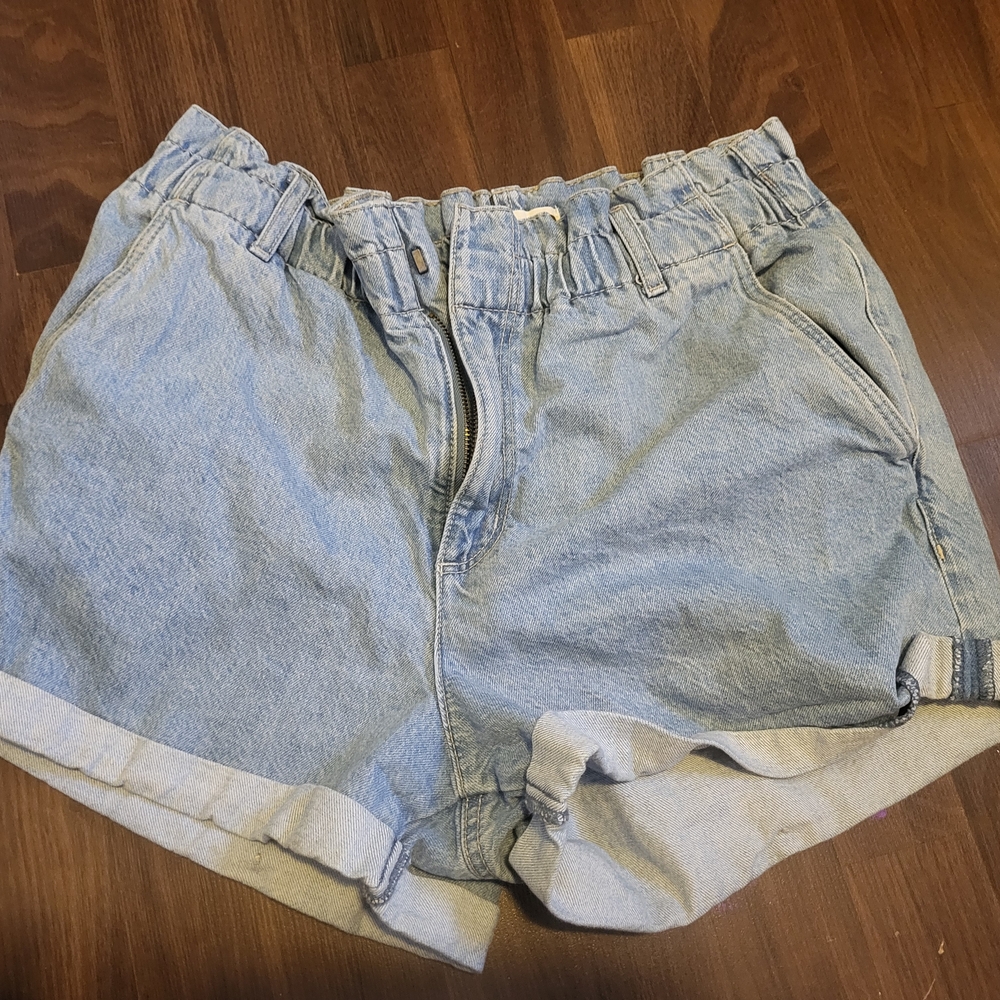 Denim Blue Women's Shorts Garage Size 9 Tie Waist